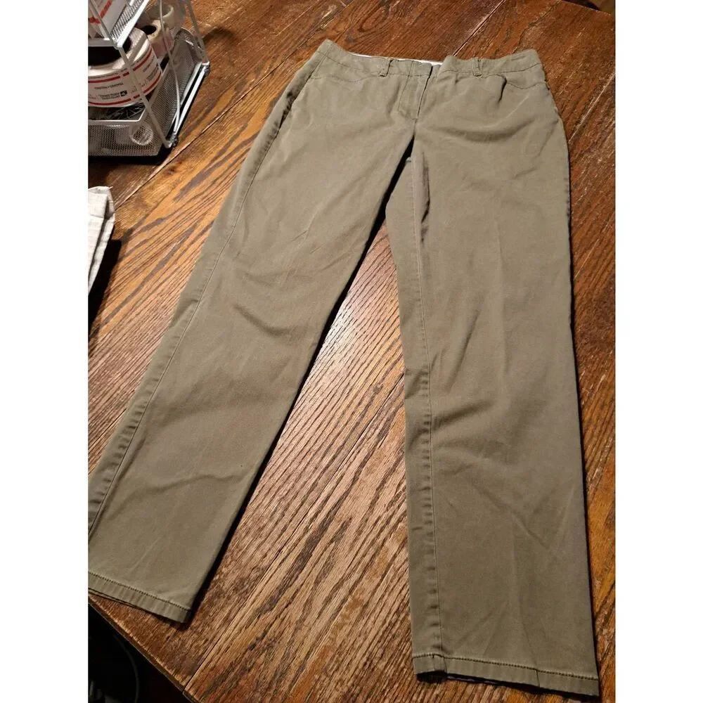 J. Jill Live In Chino Olive Pants Women’s 6 Cotton Stretch Ankle Casual